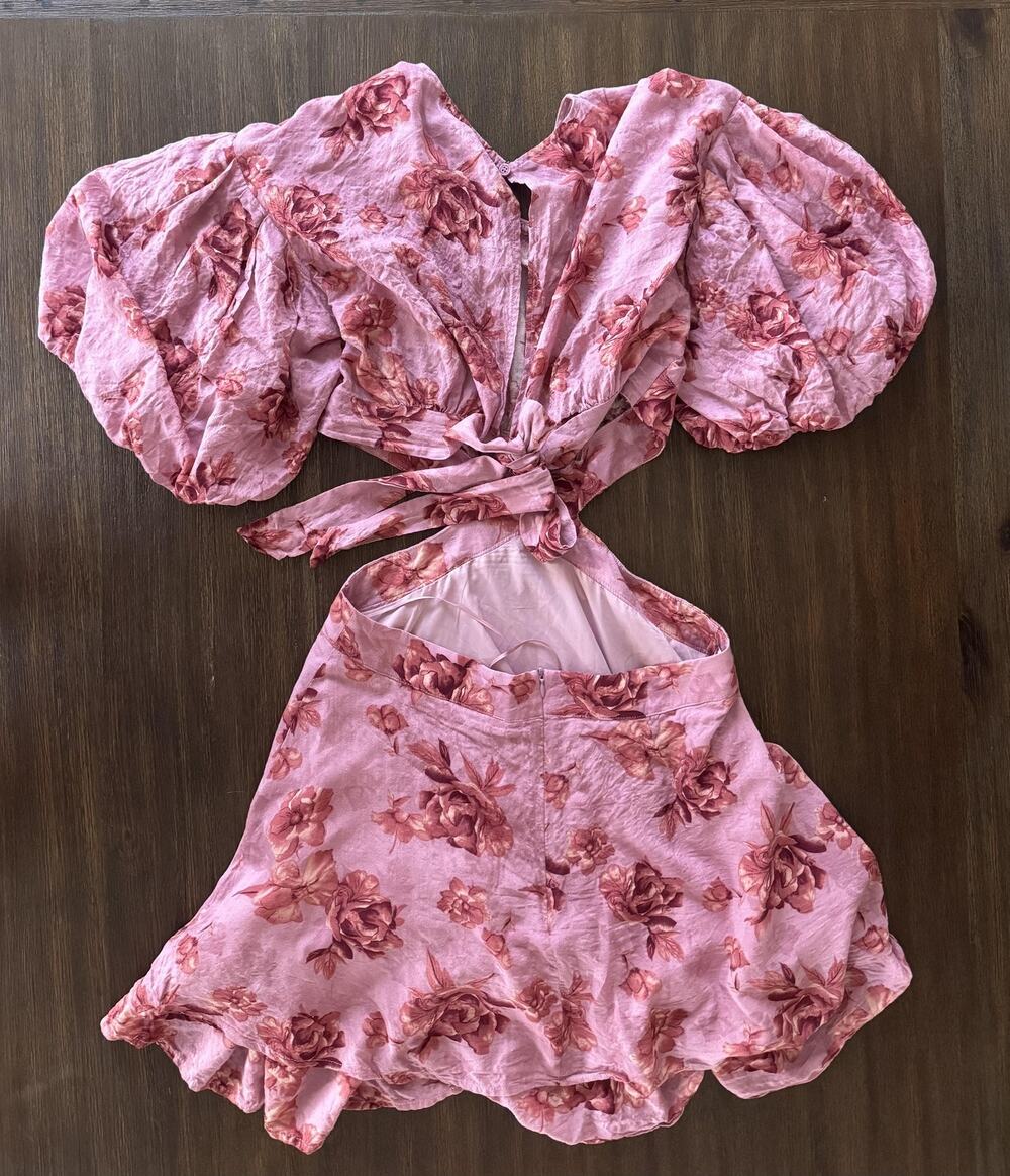 VICI Floral Dress Womens Large Cutout Puff Sleeve Feminine Romantic Date